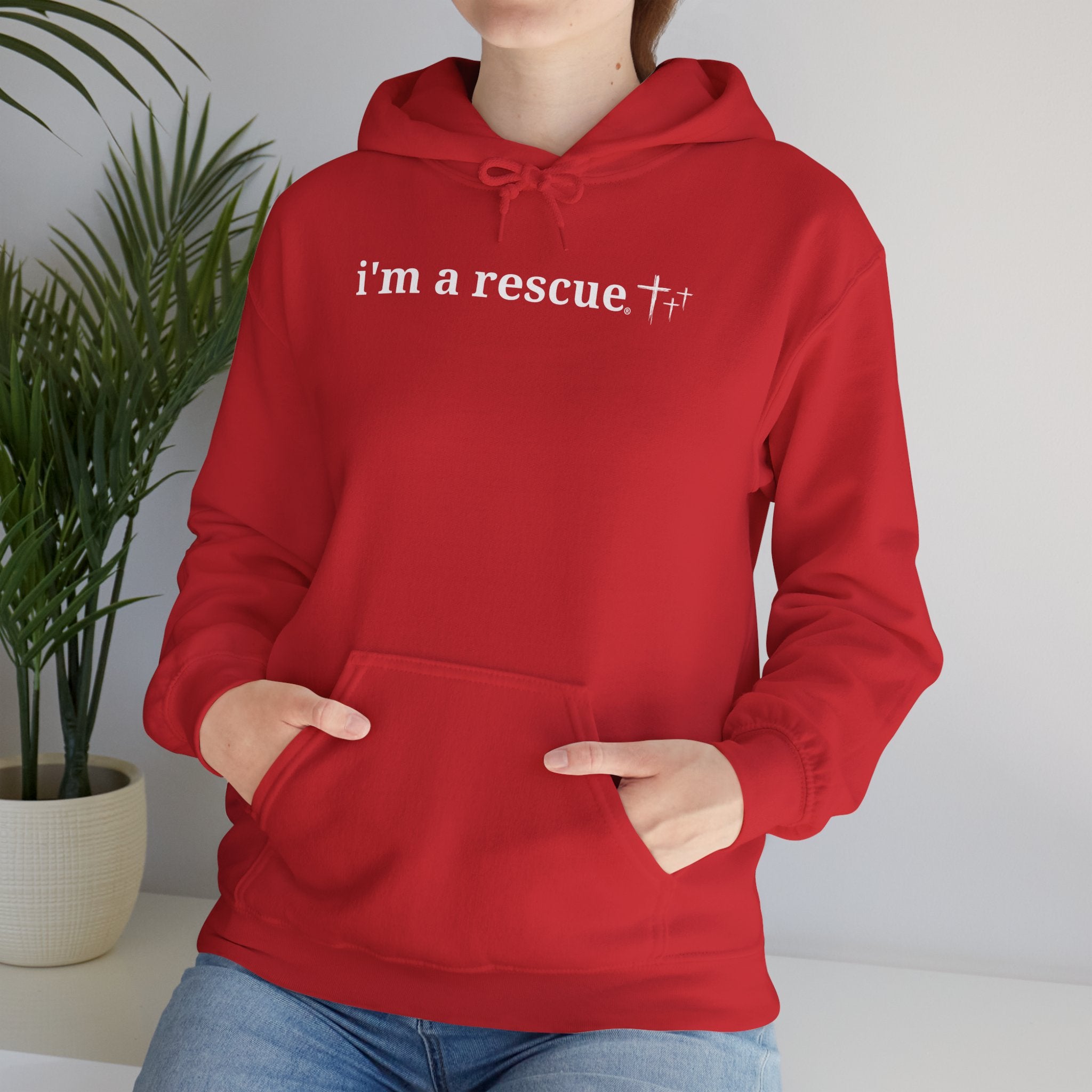 i’m a rescue – Unisex Heavy Blend™ Hooded Sweatshirt | Faith & Rescue-Inspired Comfort