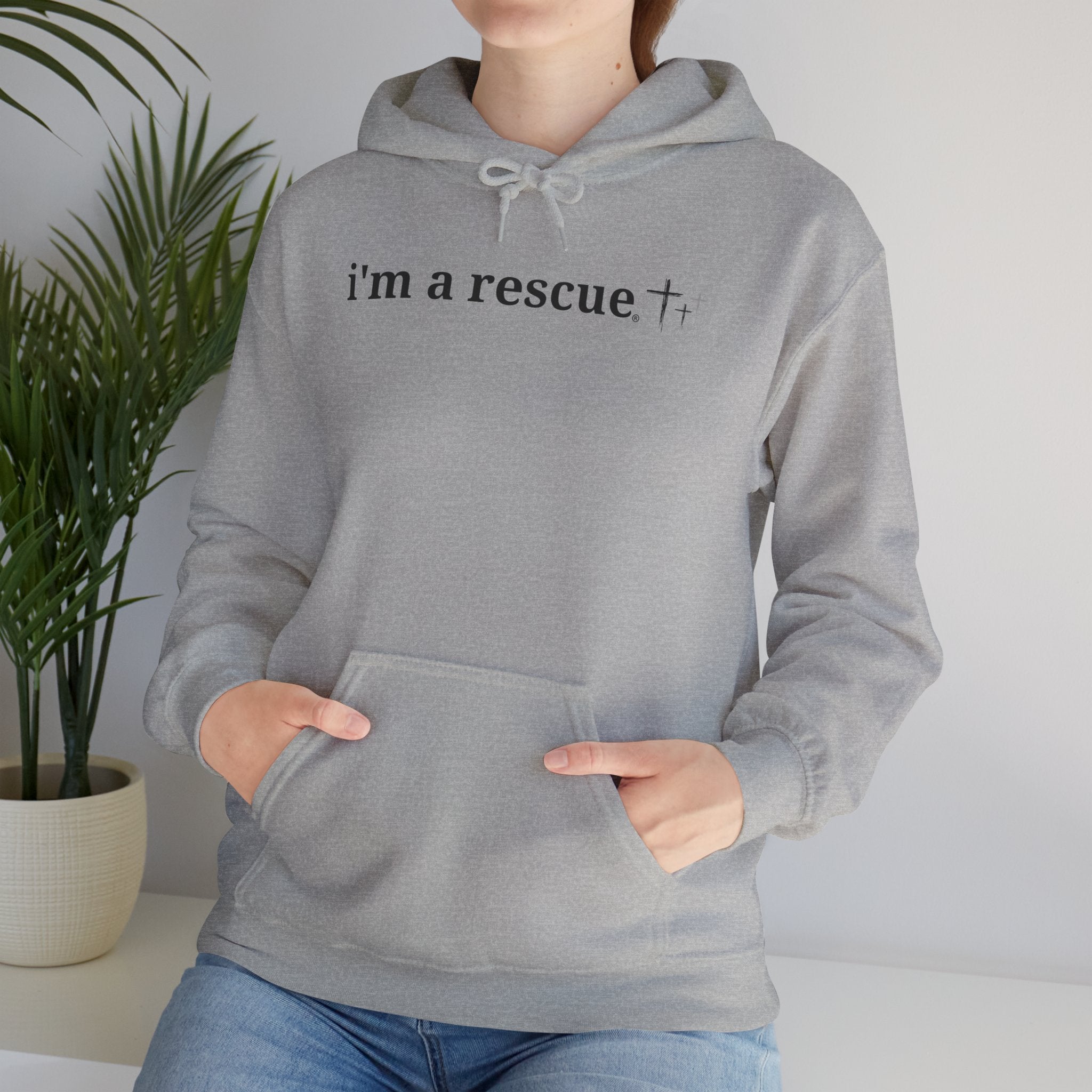i’m a rescue – Unisex Heavy Blend™ Hooded Sweatshirt | Faith & Rescue-Inspired Comfort