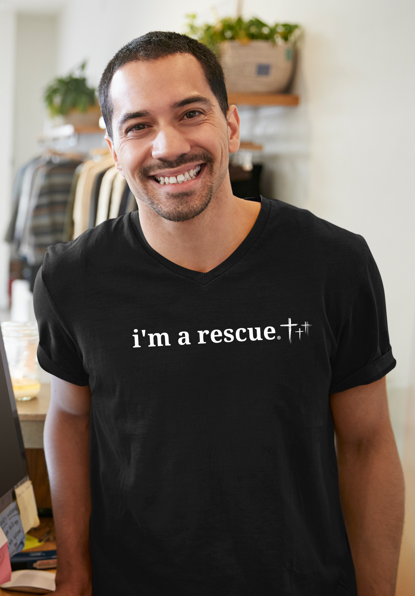 i’m a rescue Men’s V-Neck – Purpose in Every Thread