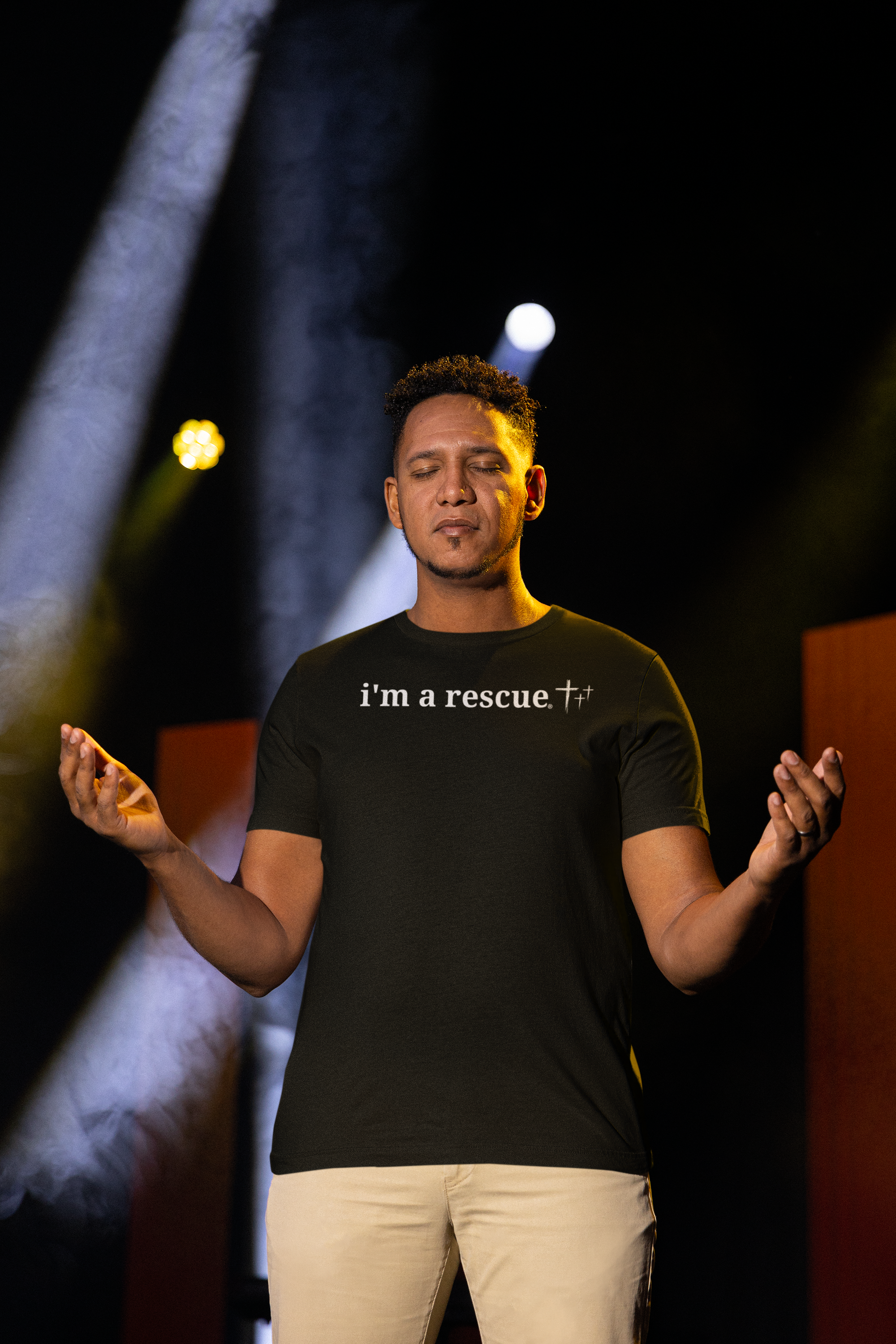 “I’m a Rescue” Christian T-Shirt for Men – Faith-Fueled, Grace-Driven, Humble Statement Tee
