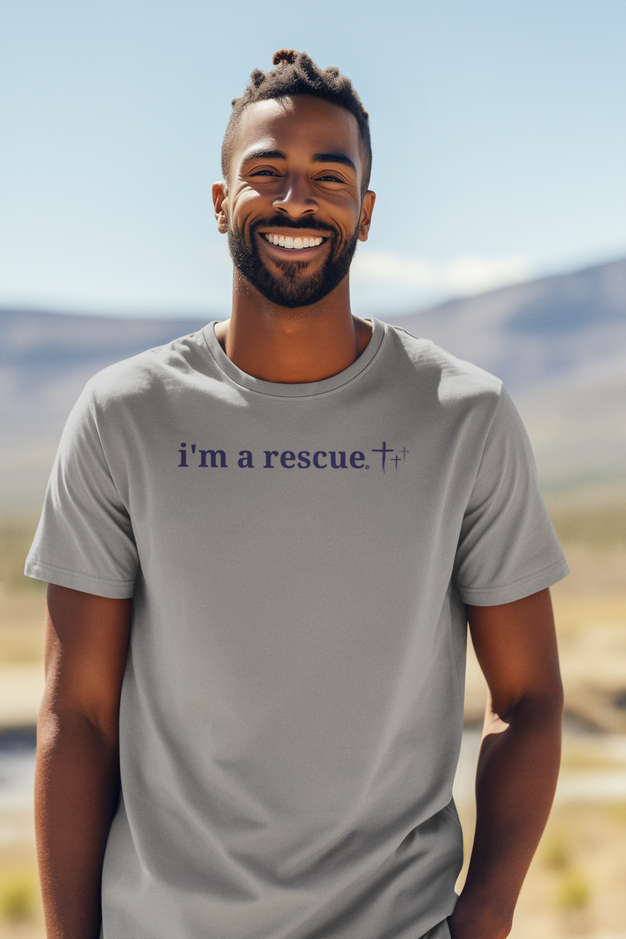 “I’m a Rescue” Christian T-Shirt for Men – Faith-Fueled, Grace-Driven, Humble Statement Tee