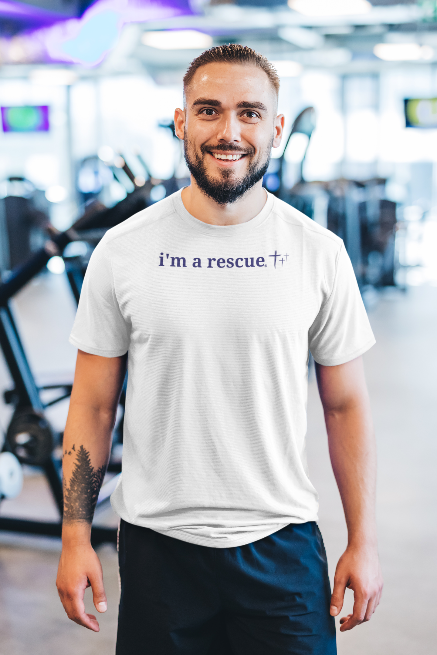 “I’m a Rescue” Christian T-Shirt for Men – Faith-Fueled, Grace-Driven, Humble Statement Tee