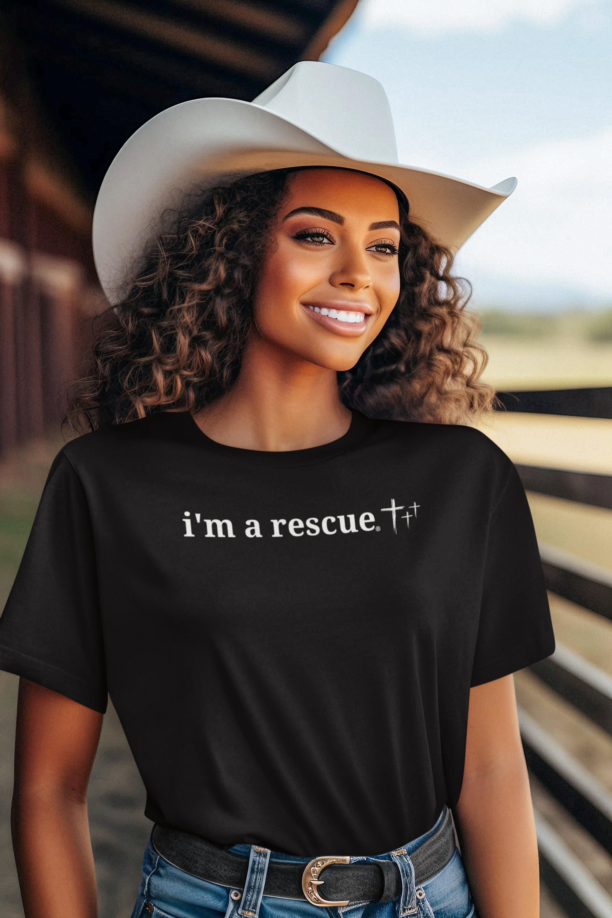 i’m a rescue Women’s Christian Tee Bold Faith. Humble Message. Made to Move With You.