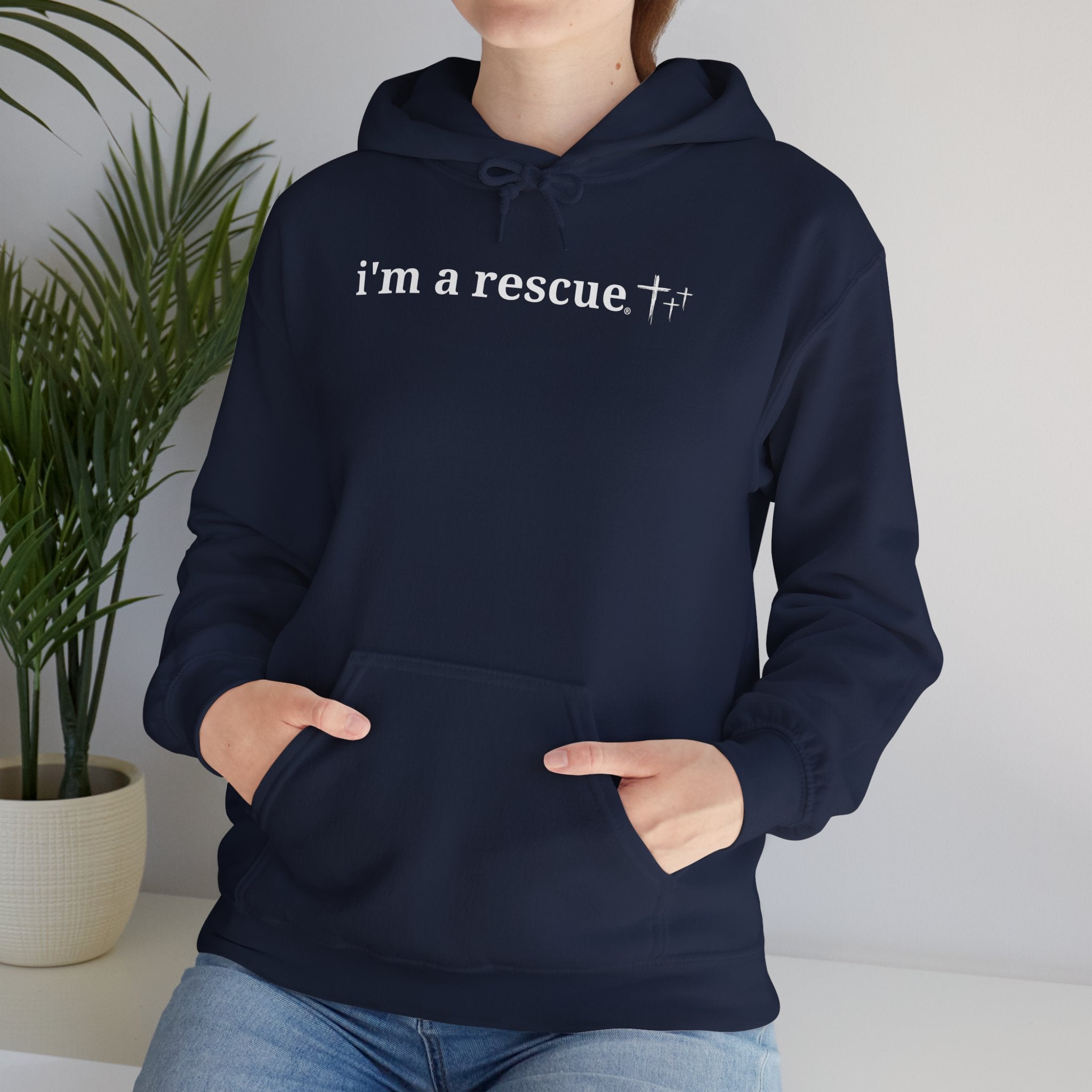 i’m a rescue – Unisex Heavy Blend™ Hooded Sweatshirt | Faith & Rescue-Inspired Comfort