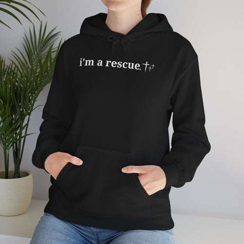 i’m a rescue – Unisex Heavy Blend™ Hooded Sweatshirt | Faith & Rescue-Inspired Comfort