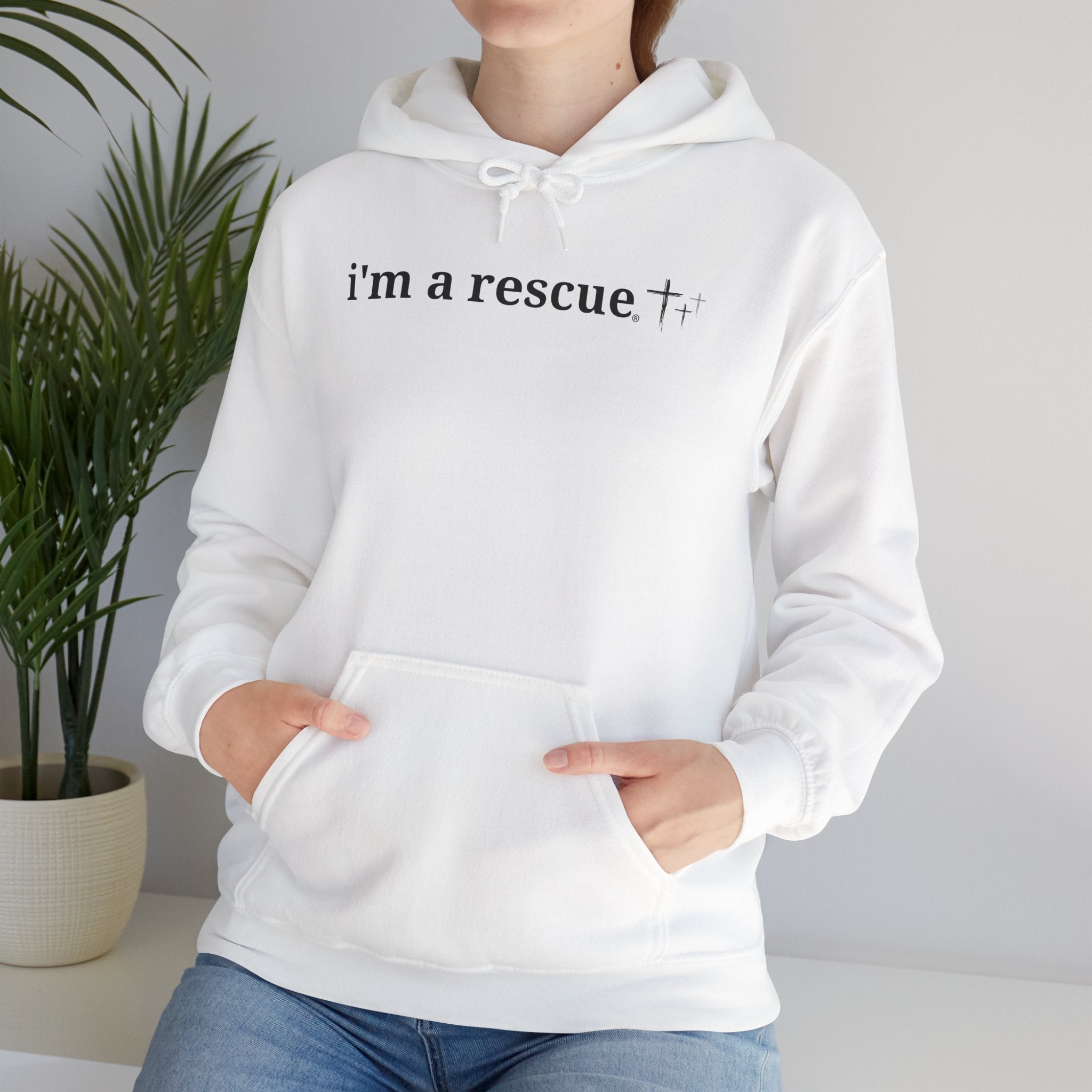 i’m a rescue – Unisex Heavy Blend™ Hooded Sweatshirt | Faith & Rescue-Inspired Comfort