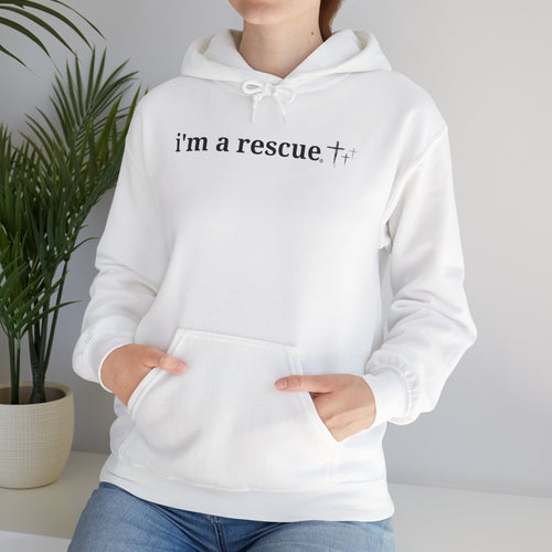 i’m a rescue – Unisex Heavy Blend™ Hooded Sweatshirt | Faith & Rescue-Inspired Comfort